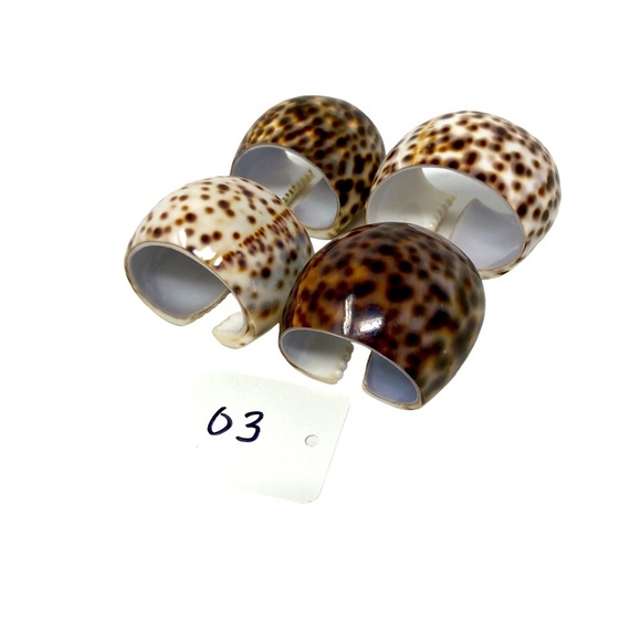 Tiger Cowrie Shell | Brown, White | Napkin Rings | Set Of 4 | Size 2” - Picture 7 of 10